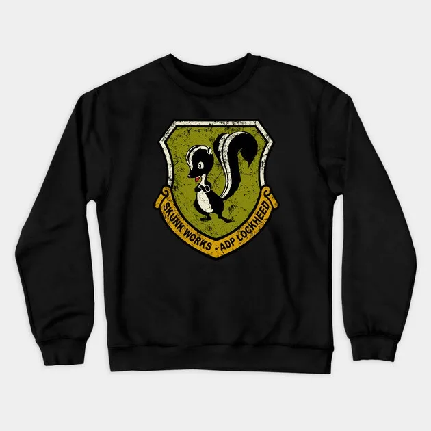 

Autumn and Winter Skunk Works Themed Sweatshirt, "Skunk Works ADP Lockheed Graphic" for A Trendy Look