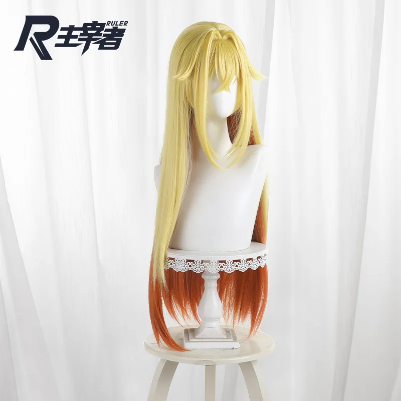 Anime O chefe selvagem tem aparência! Rufus peruca cosplay dourada cabelo longo festa de halloween peruca de dramatização + boné grátis