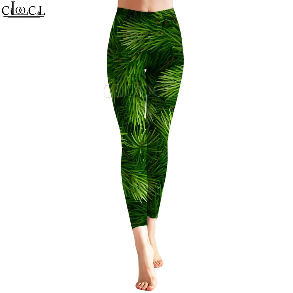 CLOOCL-mallas de árbol de Navidad para mujer, entrenamiento, Fitness, trotar, correr, mallas de gimnasio, ropa deportiva elástica, pantalones de Yoga