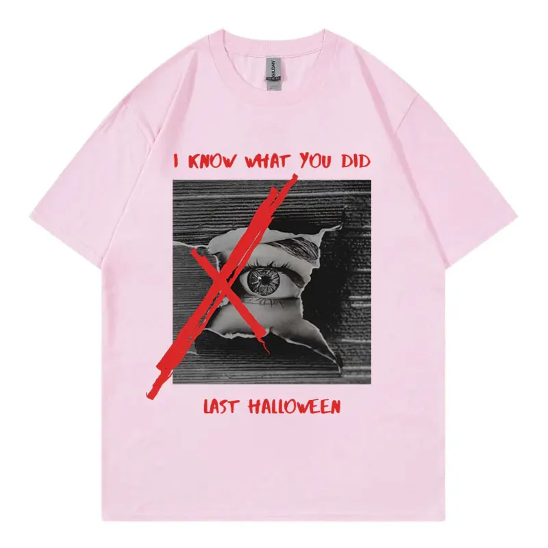 أعرف ما فعلت في الهالوين مضحك ميمي الجرافيك تي شيرت أزياء خمر تي شيرتات قصيرة الاكمام للجنسين عارضة فضفاض تي شيرت #4