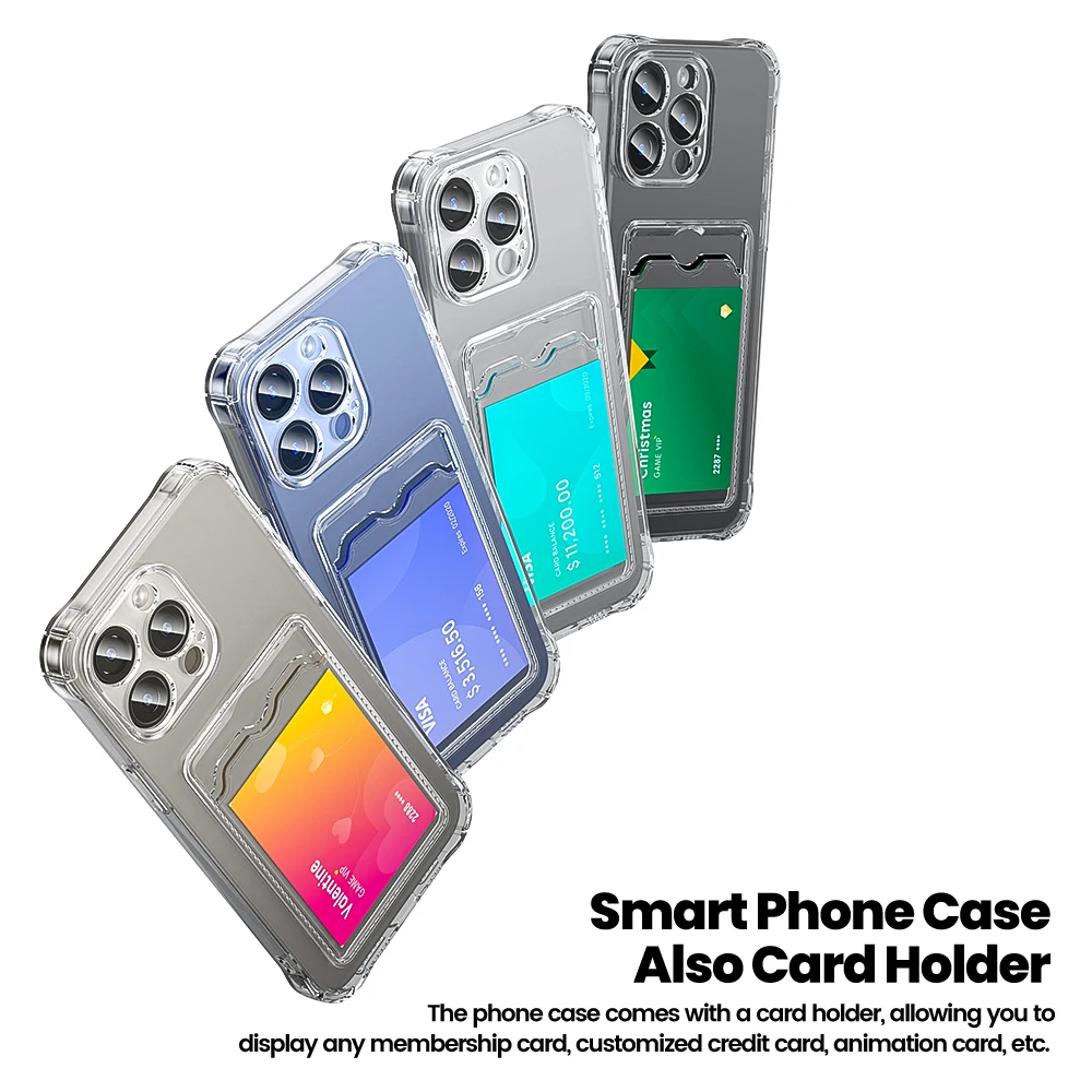 Toocki Phone Case Transparent Card Bag Phone Protector For iPhone 15 14 13 12 Pro Max Plus Soft TPU Shockproof Back Wallet Cover