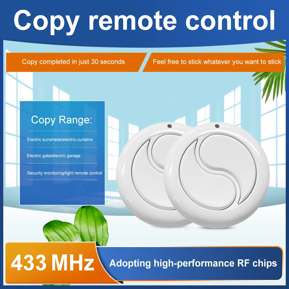 Round Remote Control 315 MHz/433 MHz Cloning Code Key RF Transmitter High Sensitivity Transmission for Electric Gate Garage Door