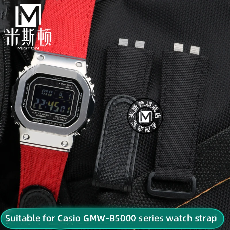 Suitable for Casio GMW-B5000 Watch Strap G-SHOCK Gold Silver Small Square  Nylon Watch Strap Male