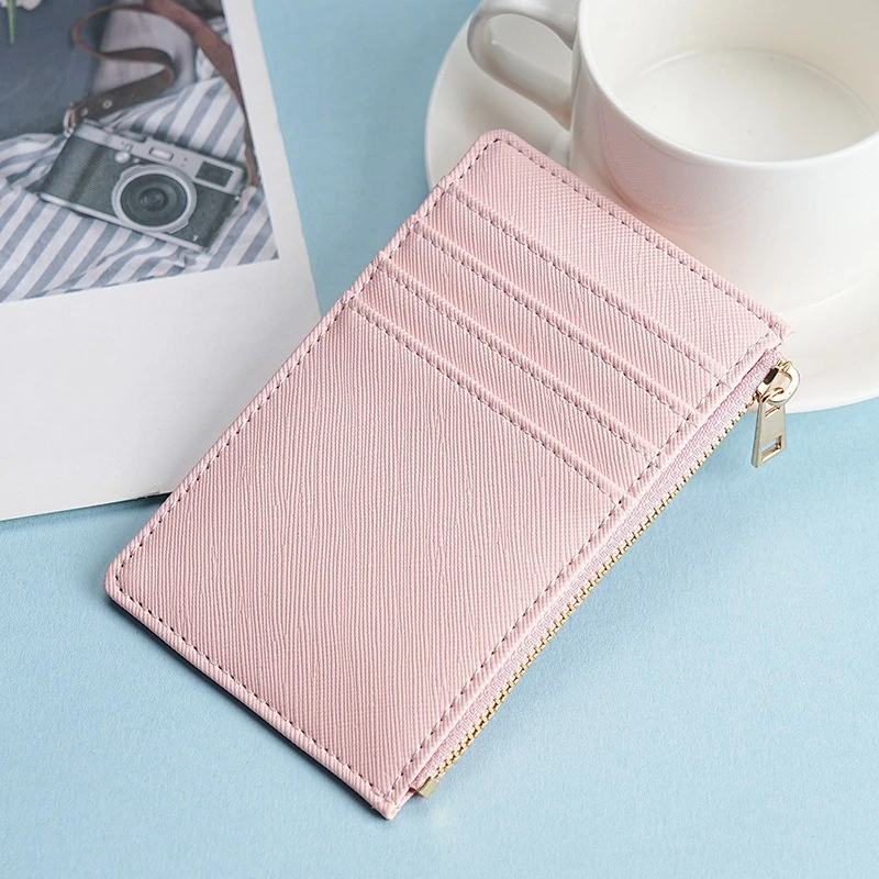 Pu Leather Zipper Card Holder Case Ultra Thin Coin Purse Wallet Women Men Large Capacity Credit Card Wallet Case