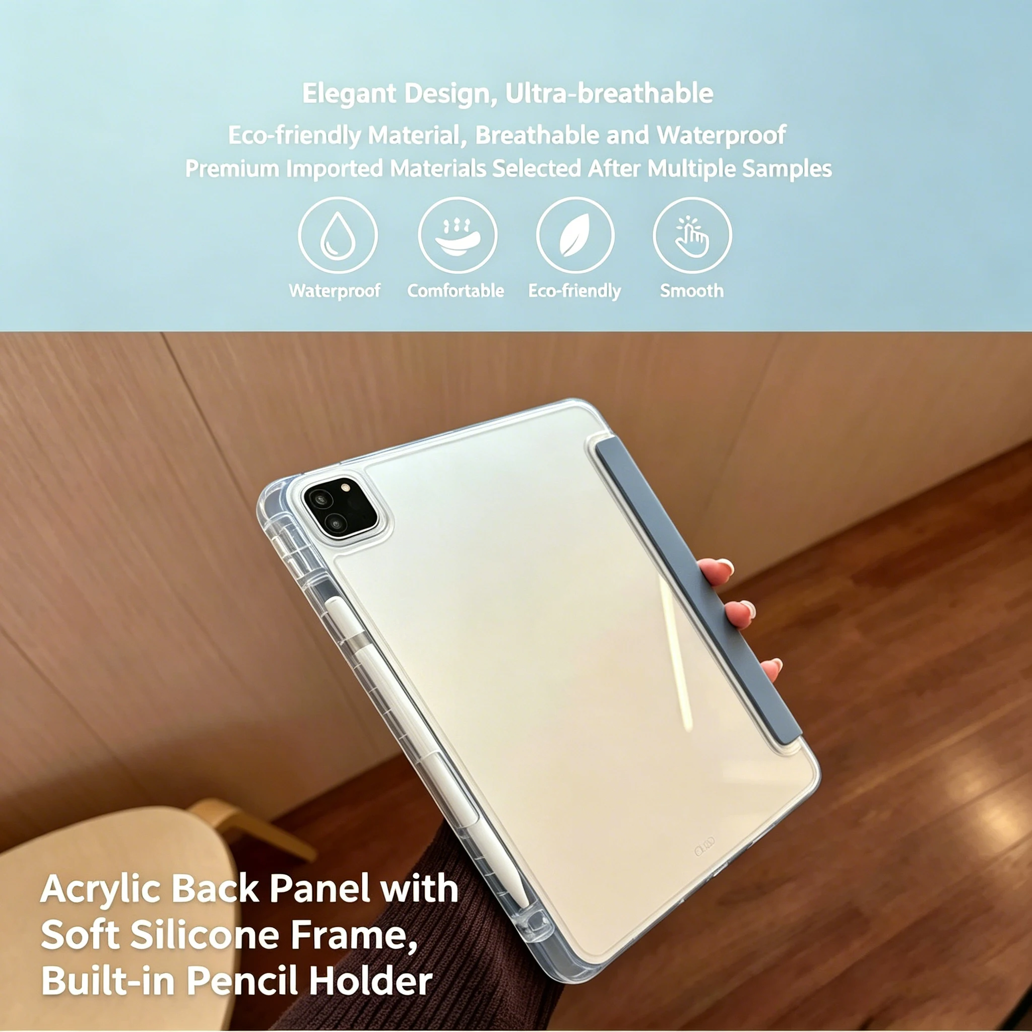 Case for iPad 5 6 7 8 9 10 11 Air 11 / Mini 6 7 /Pro 11,3+Y Fold Crystal Clear Protective Case