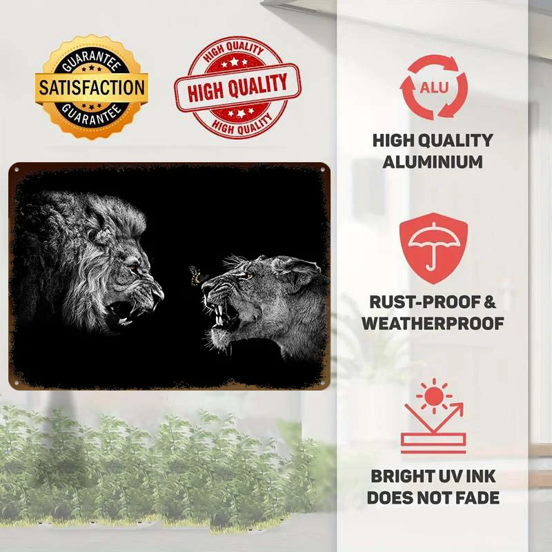 Angry Lions Tinplate Poster Customized Wall Art Retro Vintage Metal Signs for Fans Wand Deko Decoration Home Decorations House
