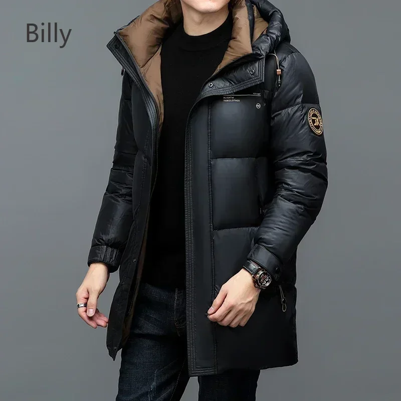 Super Down Jacket Men 2024 New Designer Clothing Men's Windproof Jacket Hooded Thickened Casual Luxury Long Windproof Jacket