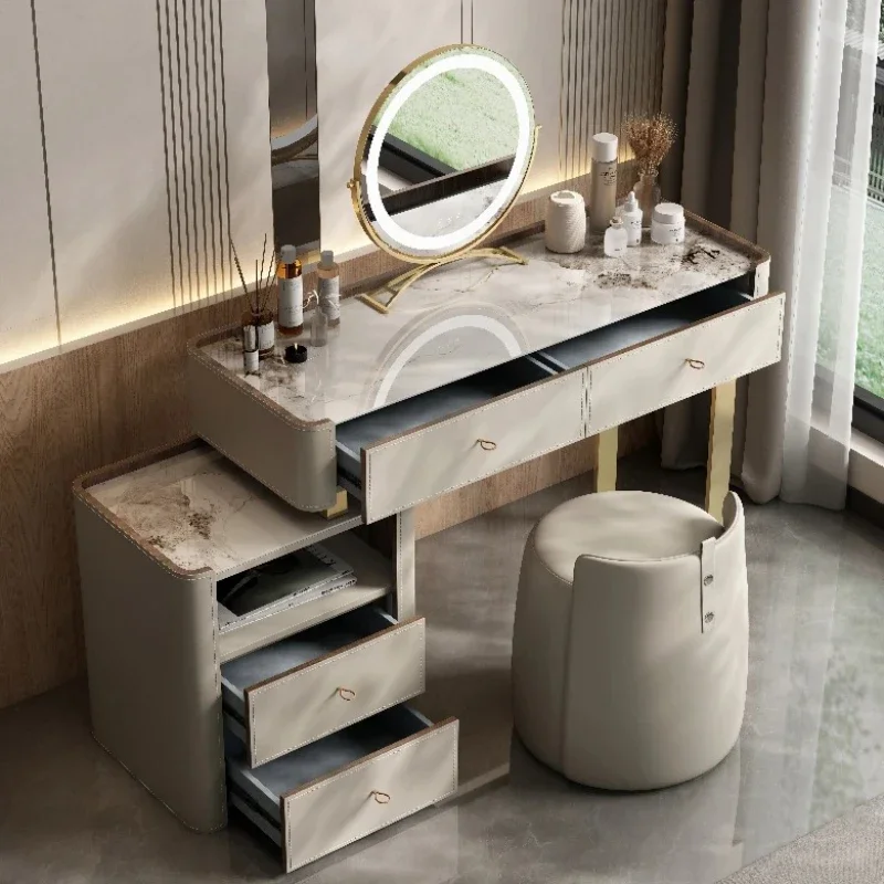 Wooden Industrial Contemporary Dressing Table Mirrored Adjustable Spacious Reliable Dressing Table Tocador Storage Furniture