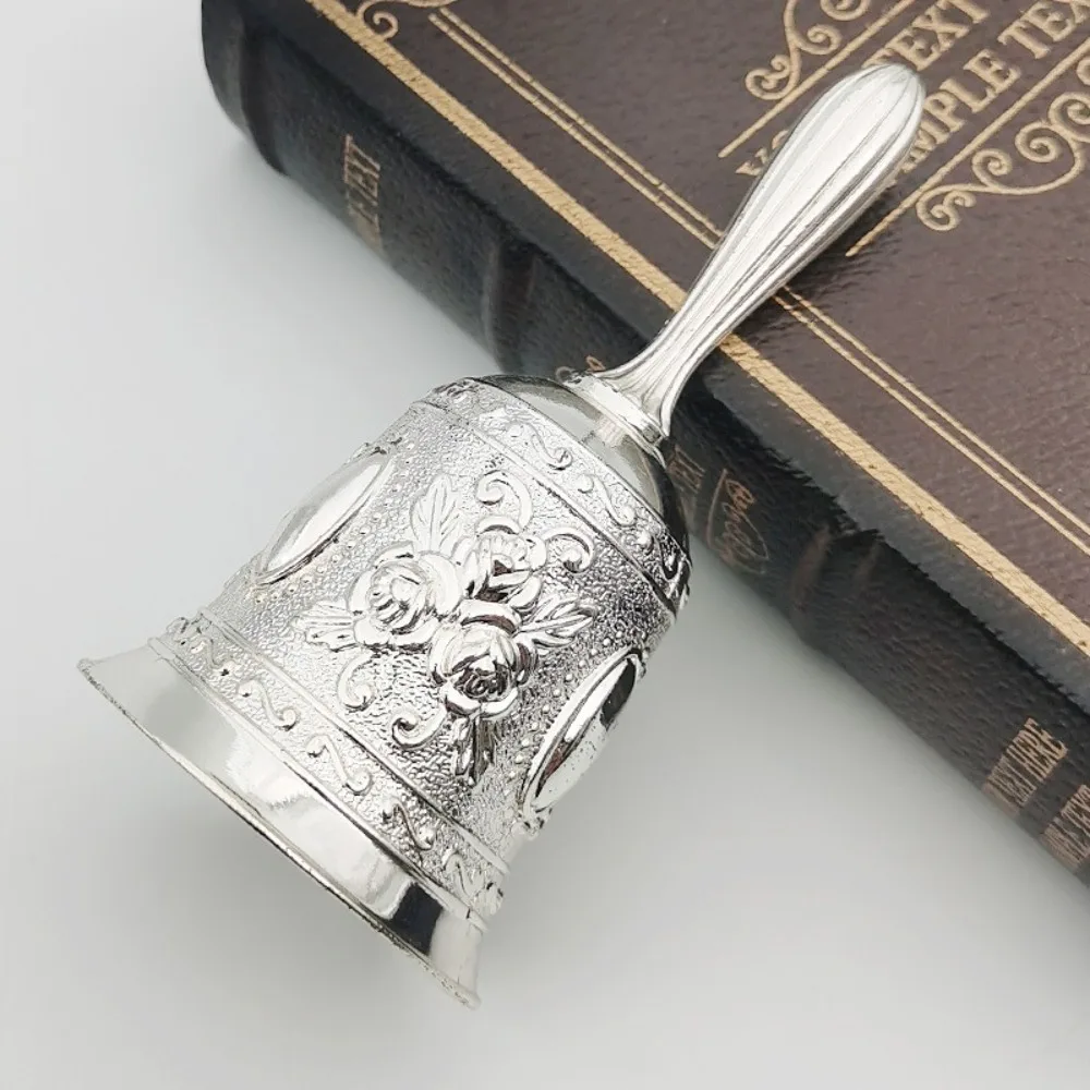 

Clear Sound Hand Bell Retro Bronze Metal Rose Church Bell Antique Handbell Hand Held Bell Wedding Bell