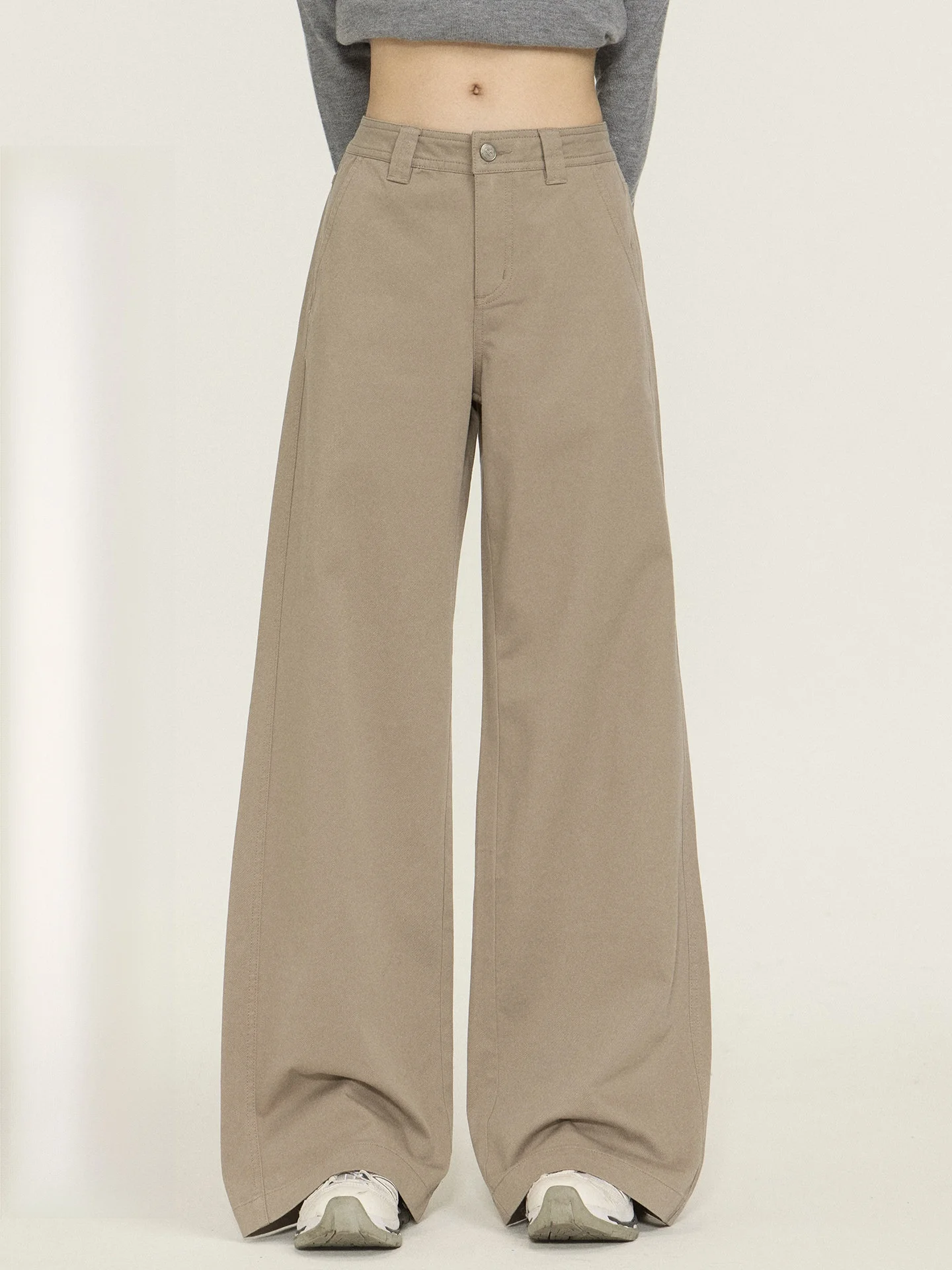 

Прямые свободные повседневные брюки с высокой талией для женщин, осенние модные универсальные удобные повседневные брюки