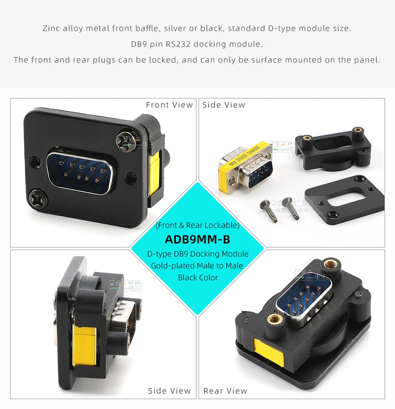 Typ D DB9/15 RS232 Serieller Port Männlich Weiblich Modularer Docking-Buchsenstecker Audio/Video 86 Panelmontage 9/15 Pin VGA-Datenbuchse – Detail 9