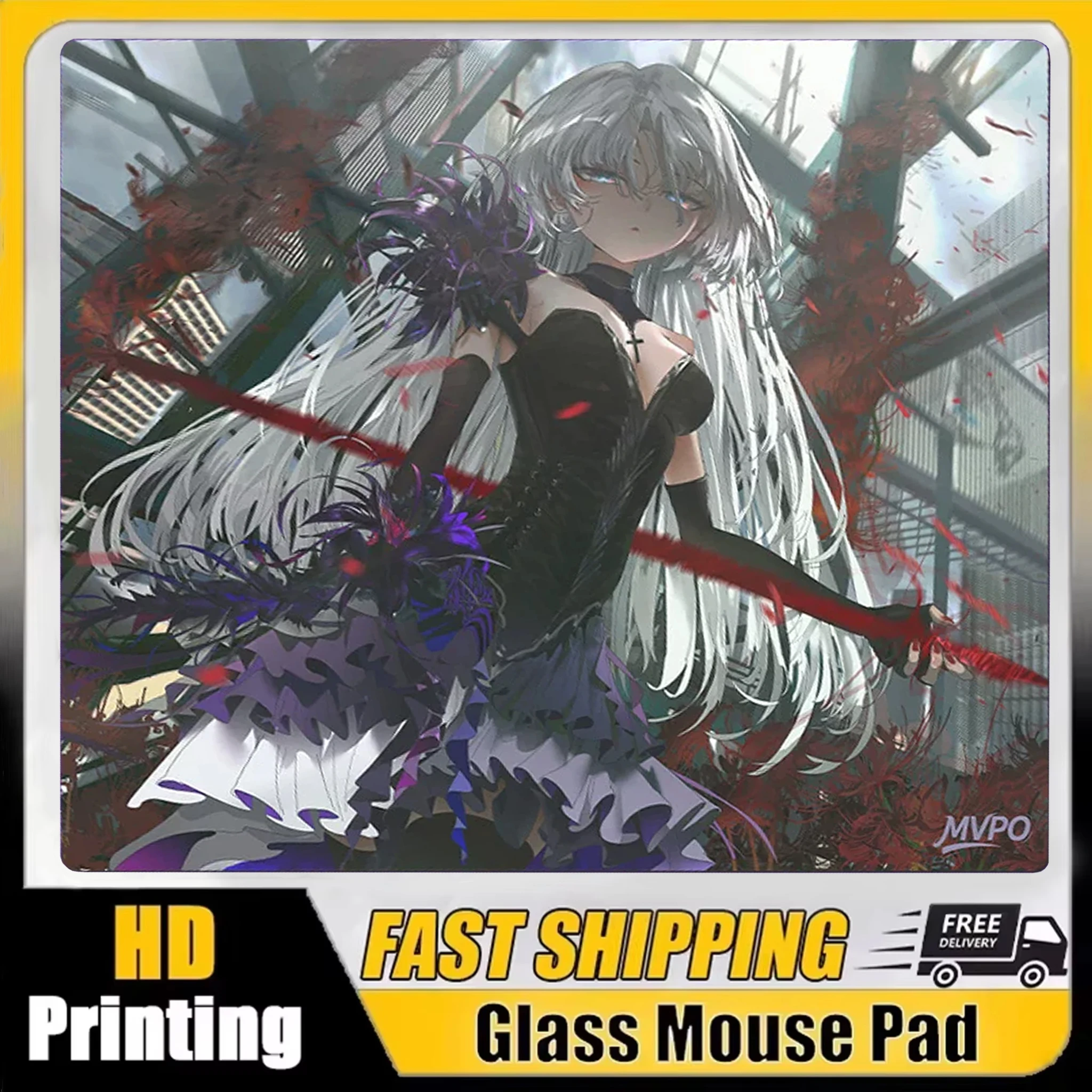 Micro Etched Glass Mousepad Japan Red Special Girl Ultra Thin Anti Slip Table Mat Tempered Glass Fps Glass Mouse Pad Custom  