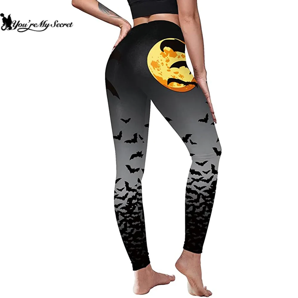 [You're My Secret] New Skull High Waist Leggings Pencil Ankle Pants Pumpkin 3D Printed Retro Bones Skeleton Sexy Women Leggings