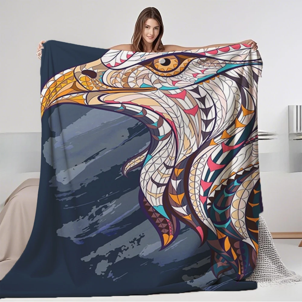 

Stylish Flannel Blanket Ethnic Eagle Nordic Bedspread Bedcover With Machine-washable Odor-resistant Blankets For Children