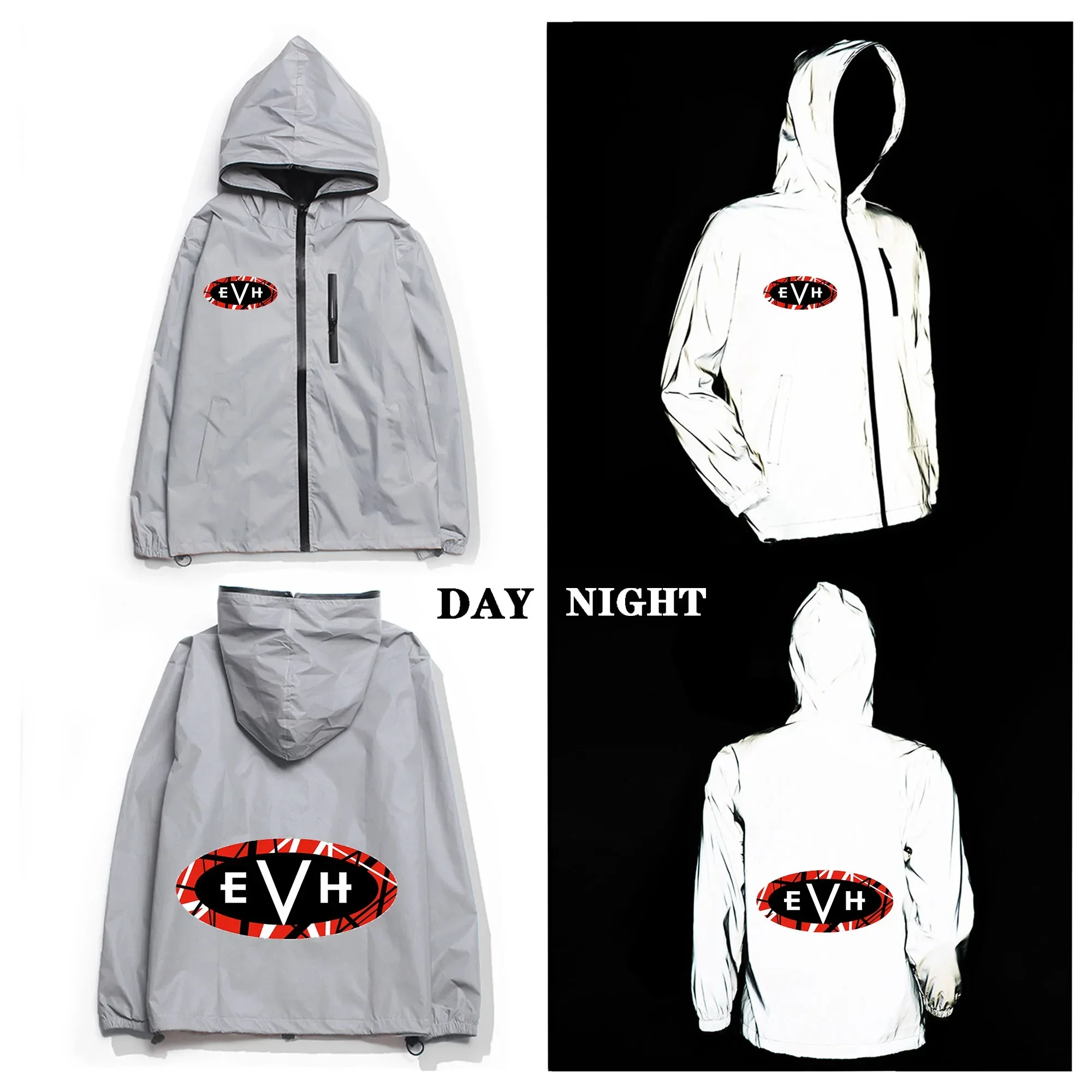 

Van Evh 1984 Stripes Halen Reflective Jacket Mens Womens 5150 Coat Hooded Windbreaker Run Pocket Jackets Zipper Custom Hoodie