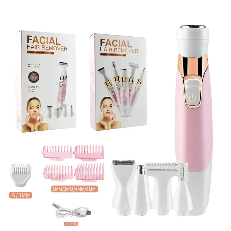 22 Women Lady Shaver USB Rechargeable Waterproof Epilator Body Facial Hair Trimmer 5 in 1