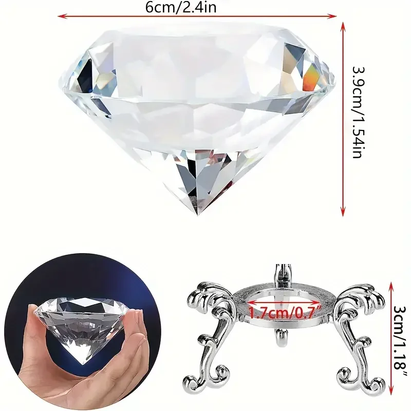 1pc White Crystal Diamond Jewelry, Transparent Diamond Shape, for Company Party Souvenirs Family Wedding Decorations Crafts