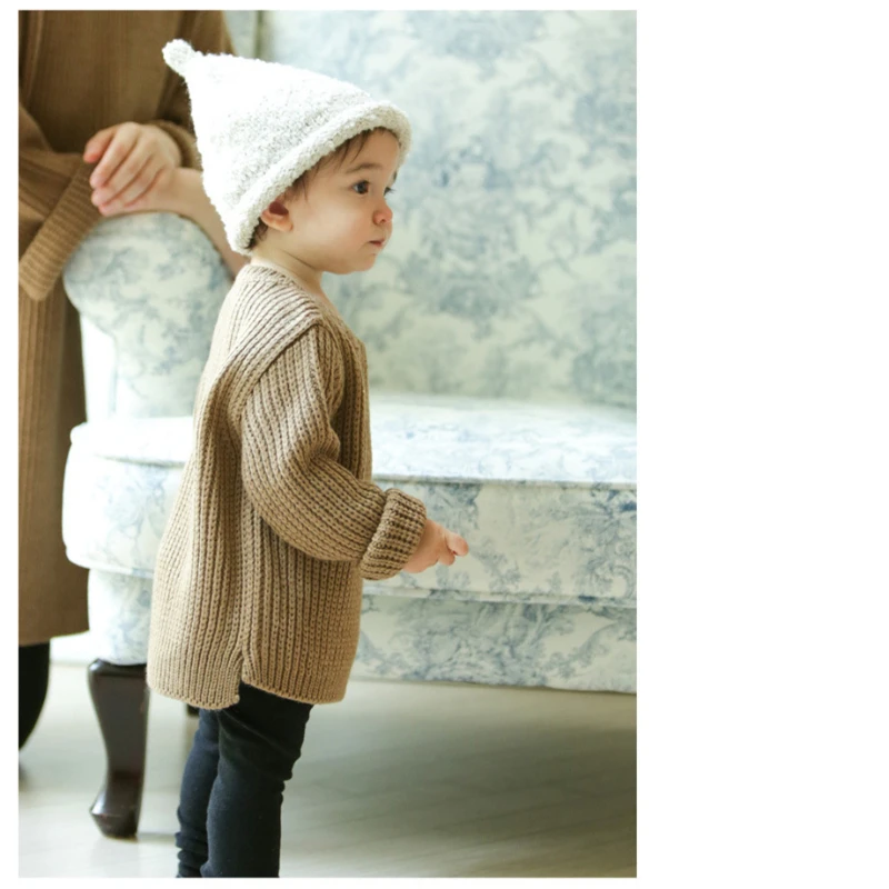 Family Look Mom Dad And Son Daughter Clothes Women Girls Knit Dress Man Boy Sweater Parent-Child Matching Winter Autumn Outfit