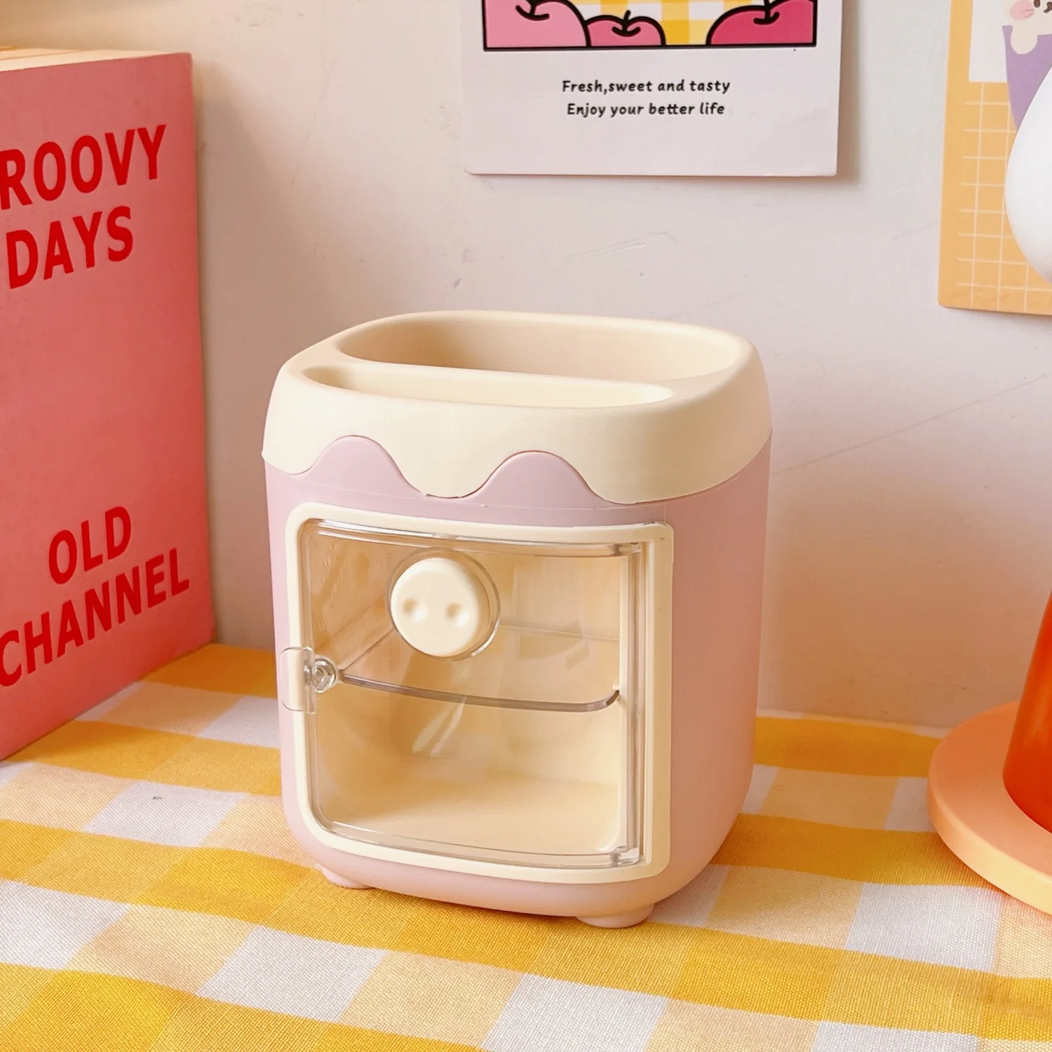 Joli Porte-Stylos Kawaii - Organiseur Bureau Avec Tiroir, Rangement Papeterie Multi-Compartiments Pour Enfants Et Adultes