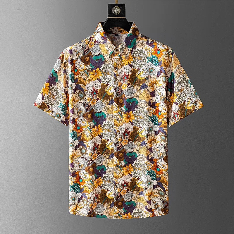 

Short-sleeved shirt digital printing fashionable European and American style printing versatile summer short-sleeved shirt top