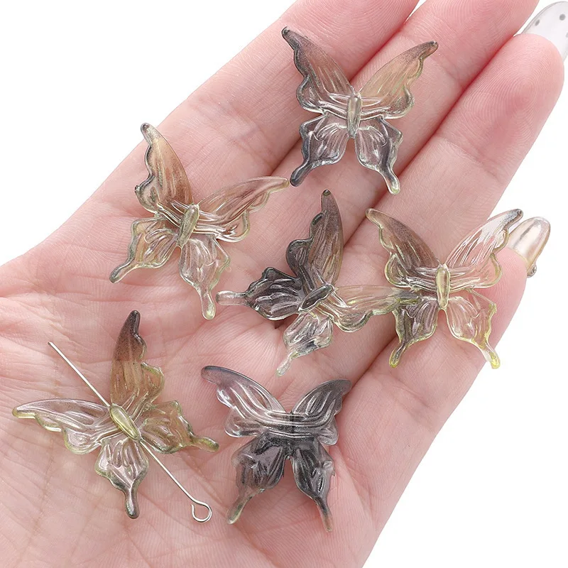 20Pcs Acrylic Clear AB Color Butterfly Beads for Crafts