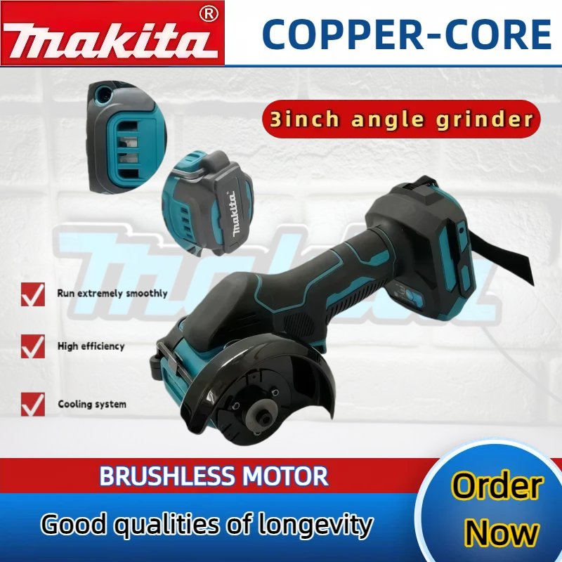 

Makita 3-дюймовый мини-электроинструмент 18 В Угловая шлифовальная машина для резки Круглый аккумуляторный электрический инструмент для отключения пилы Электроинструмент