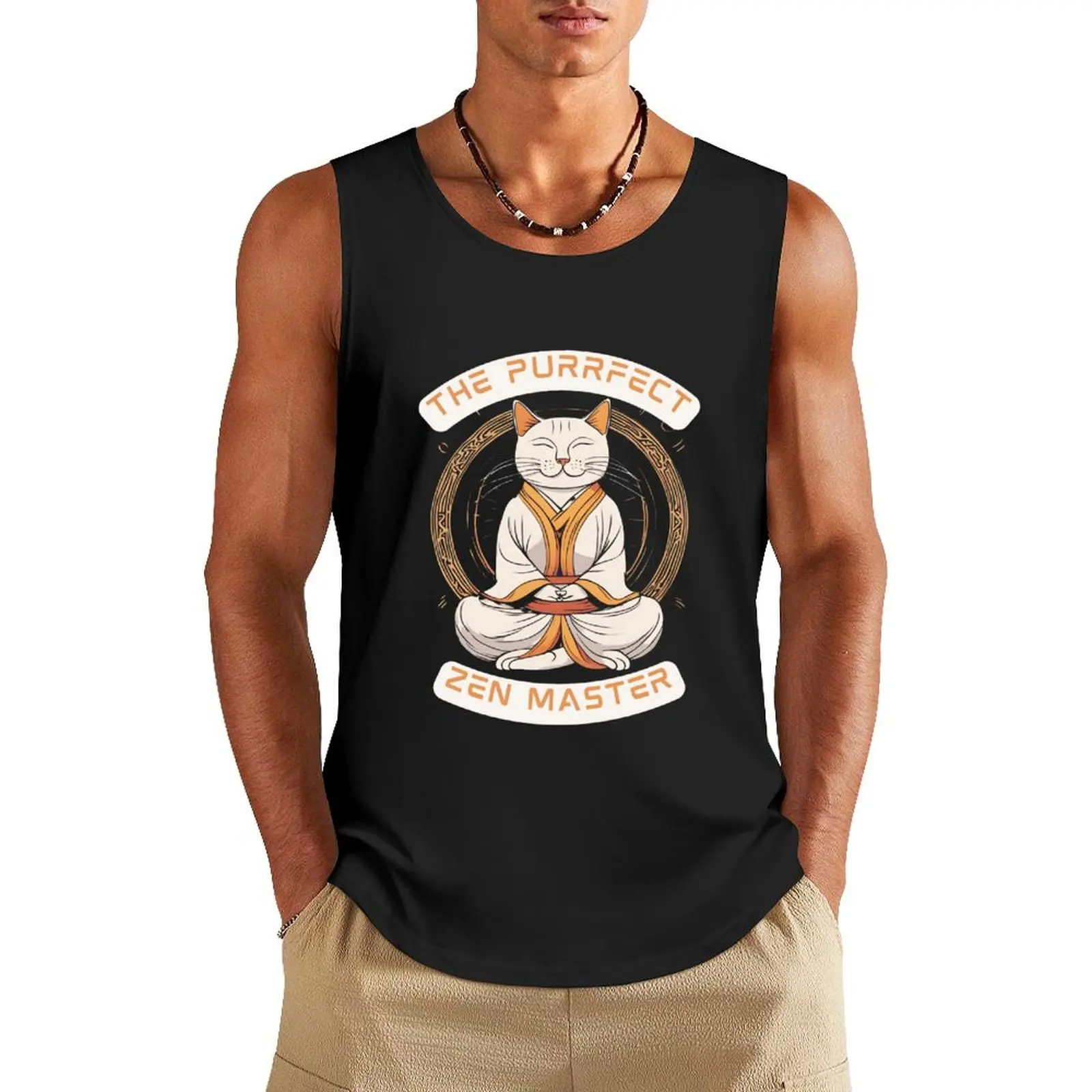 

The Purrfect Zen (Yogi Cat) Tank Top Men's sports t-shirt bodybuilding men Men's summer t-shirt Sleeveless top