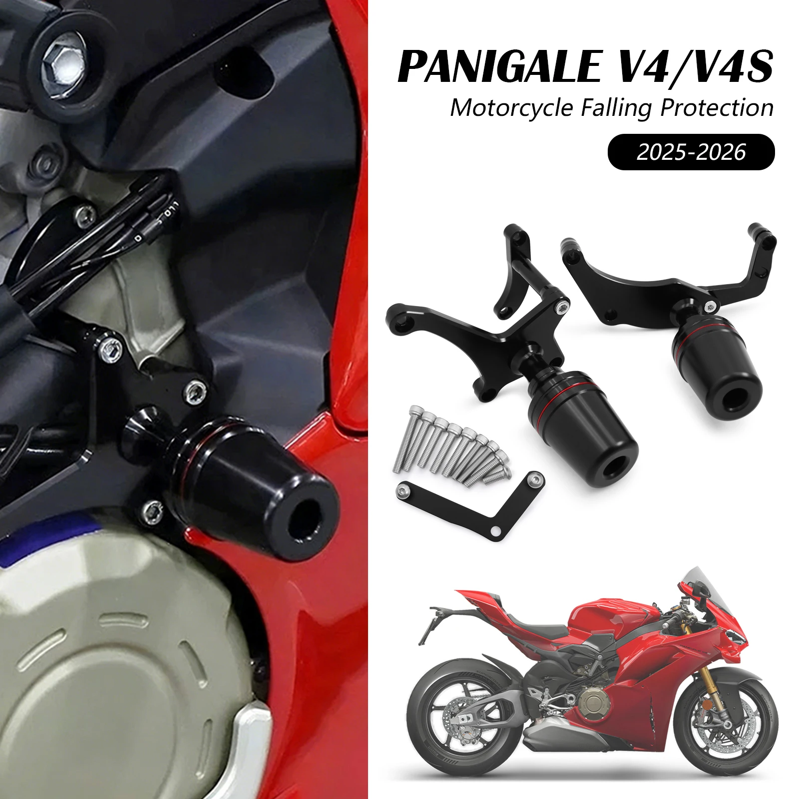 

Motorcycle Falling Protection Frame Slider Fairing Guard Crash Pad Protector For Ducati Panigale V4 2025 2026 PANIGALE V4S