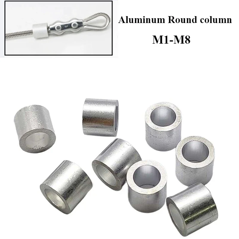 

M1~M8 Aluminum Round Cable Crimps Sleeves Clip Fittings Loop Ferrule Stop Wire Rope Cable 10 Size for Pick Cable Railing Swage