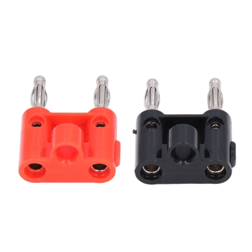 

5 Set Cable Clips 4mm Dual Banana Plug 32A 1000V Copper ABS Speaker Cable Connectors Black+Red Two Way Banana Speaker Wires