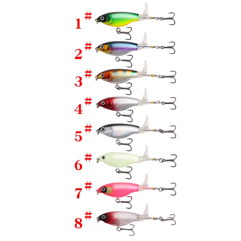 1Pcs Topwater Whopper Plopper Fishing Lure 6g Trolling Catfish Artificial Hard Bait with Soft Rotating Tail Fishing Tackle