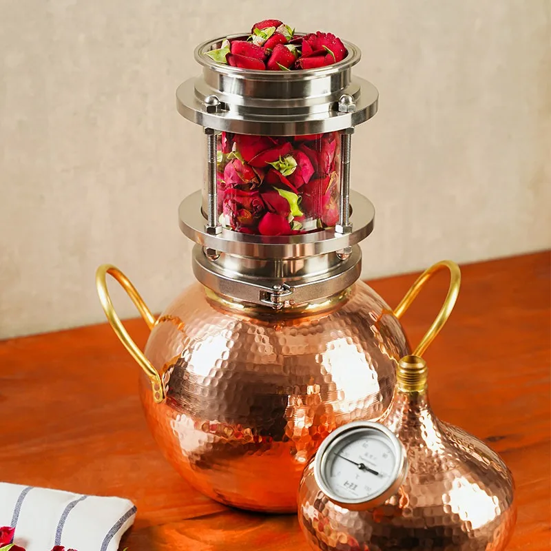 Household Copper Distiller Small Hydrosol Essential Oil Extractor Traditional Flower Hydrosol Distillation Brewing Equipment