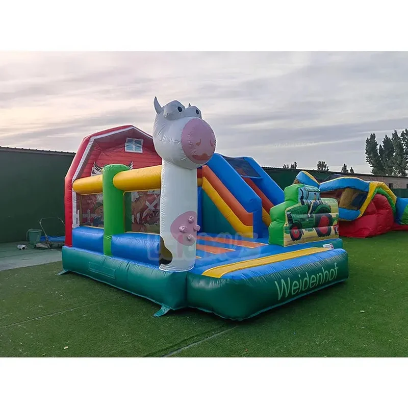 Party Combo Jumping Kids Bouncy Castle Slide Aufblasbare Hupfburg Farm House Inflatable Bounce House