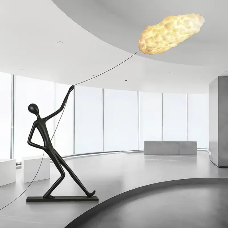 for 90cm New Humanoid Hand Pull Cloud Floor Lamp Light Sculpture Decoration for Hotel Villa Sales Department Modern