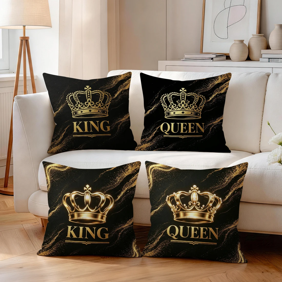 Gilded Crown Pillowcase Printed Polyester 40/45/50cm Throw Pillowcover Decorative Sofa Cushion Pillowslip Home Decor