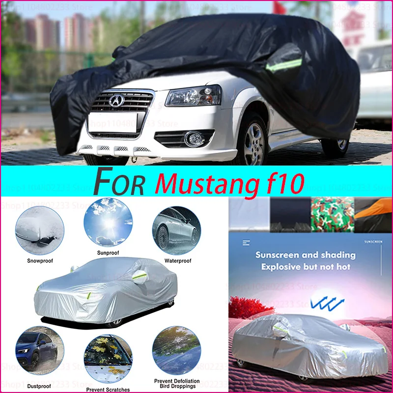 

Black Heavy Duty Car Cover Waterproof All Weather, Full Exterior Cover Outdoor Snow Sun Uv Protection For Mustang F10
