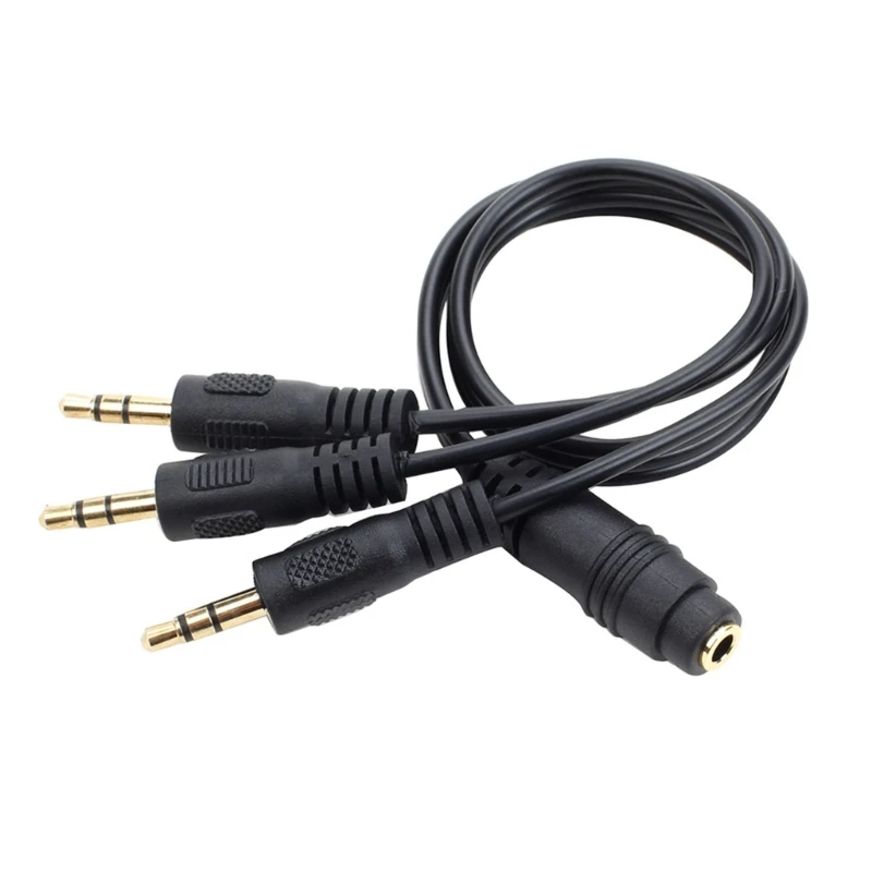 3.5mm Sound Splitter Adapters Gold Plateds 3 Output Connectors 30cm Auxes Cable HX5E