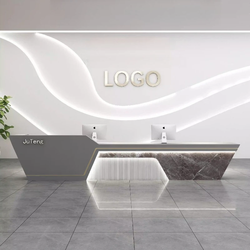 Modern Minimalism reception desk baking paint bureaux de travail Computer desk reception counter recepcion mostrador furniture
