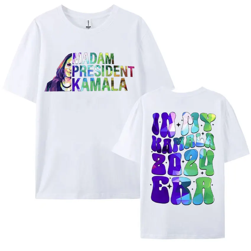 Madam President Kamala Harris Vote 2024 T Shirt Men Women Fashion Hip Hop Oversized T Shirts 100% Cotton T-shirt Tops Streetwear