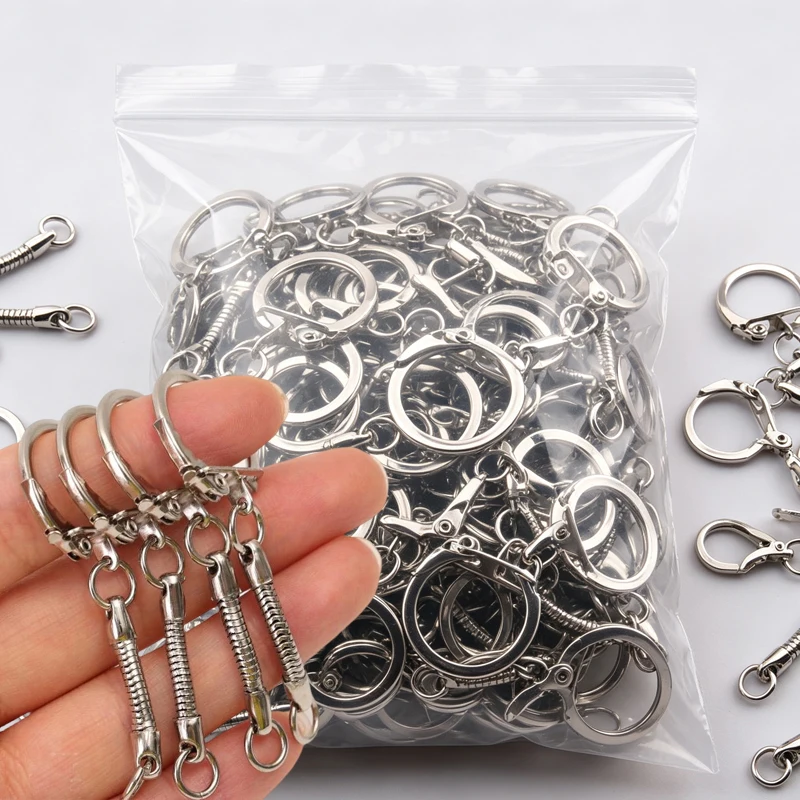 Round Snake Chain with Wing Clasp Keychain Hardware Accessories DIY Handmade Pendant Connector Bag Charm Jewelry Making Supply