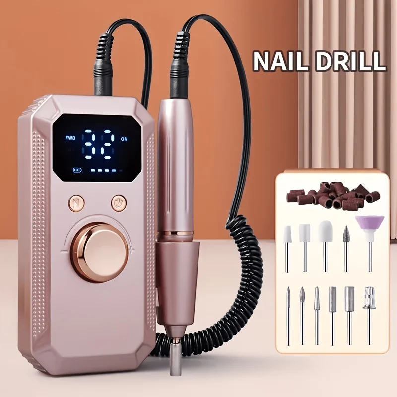 

Professional Rechargeable Electric Nail Drill File 11 Bits 20 Sand Bands High Speed Salon Home Shaping Polishing Gel Removal Gif