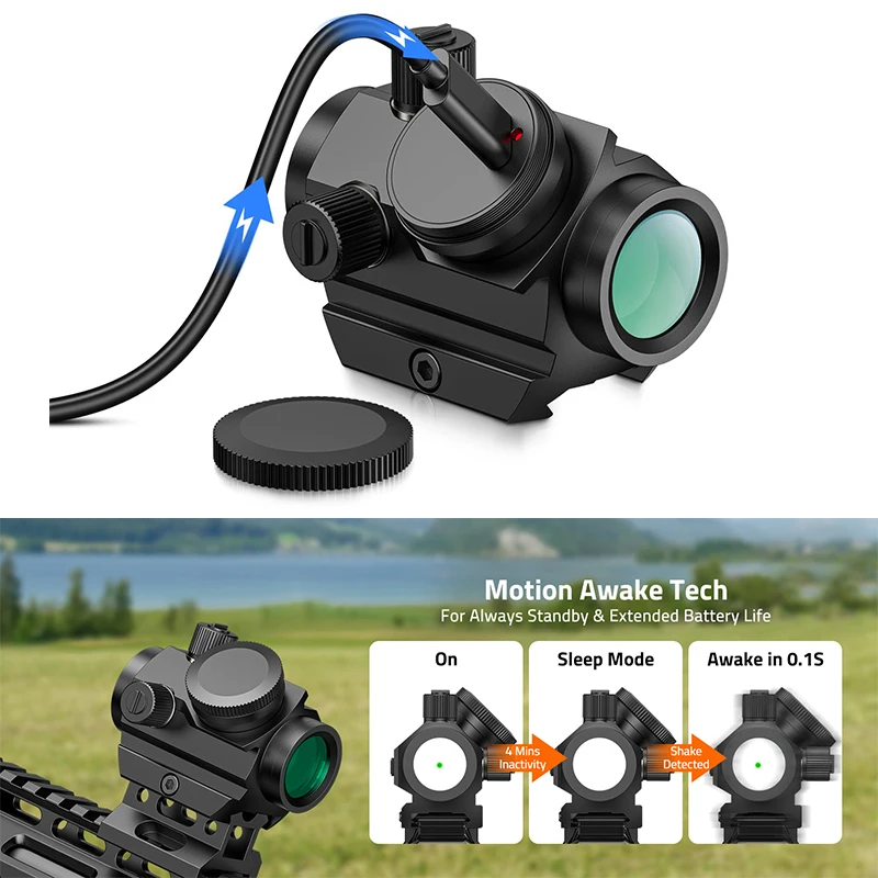 

MidTen Scope Green Dot Sight Compact Reflex Riflescope Optics with Lower 1/3 Co-Witness Riser & Low-Profile for 20mm Picatinny