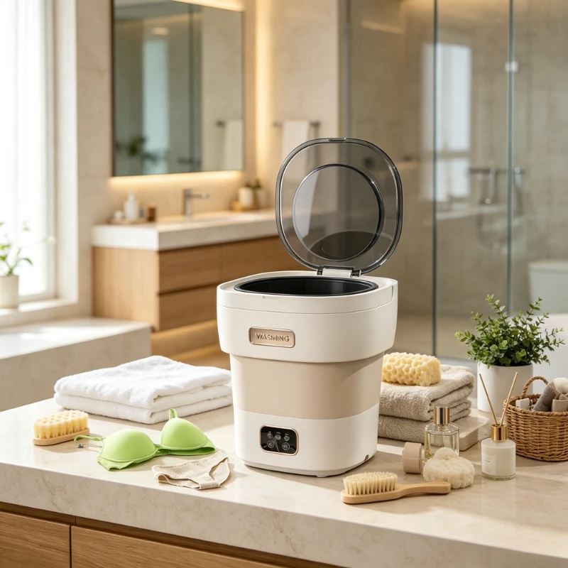 8.5L Foldable Portable Washing Machine with Spin Dryer 4 Modes Active Oxygen Cleaning for Underwear Baby Clothes Dorm 미니 세탁기