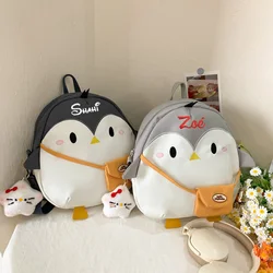 Cartoon Penguin Backpack Customization Your Name Kindergarten School Bag Cute School Shoulder Bag Crossbody Bag