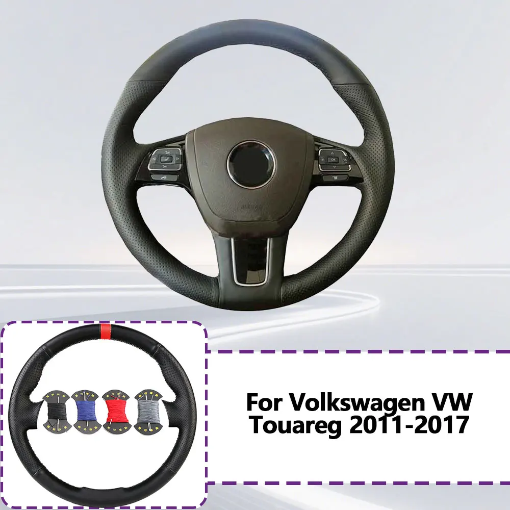 Maßgeschneiderte Lenkrad-Flechtbezüge für Volkswagen VW Touareg 2011-2017, handgenähte Lenkradbezüge