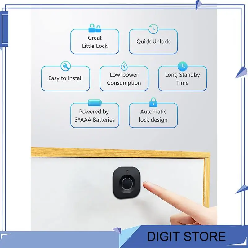 

DIGIT-Smart Biometric Cabinet Lock - Keyless File Drawer Wardrobe Lock For Home Office