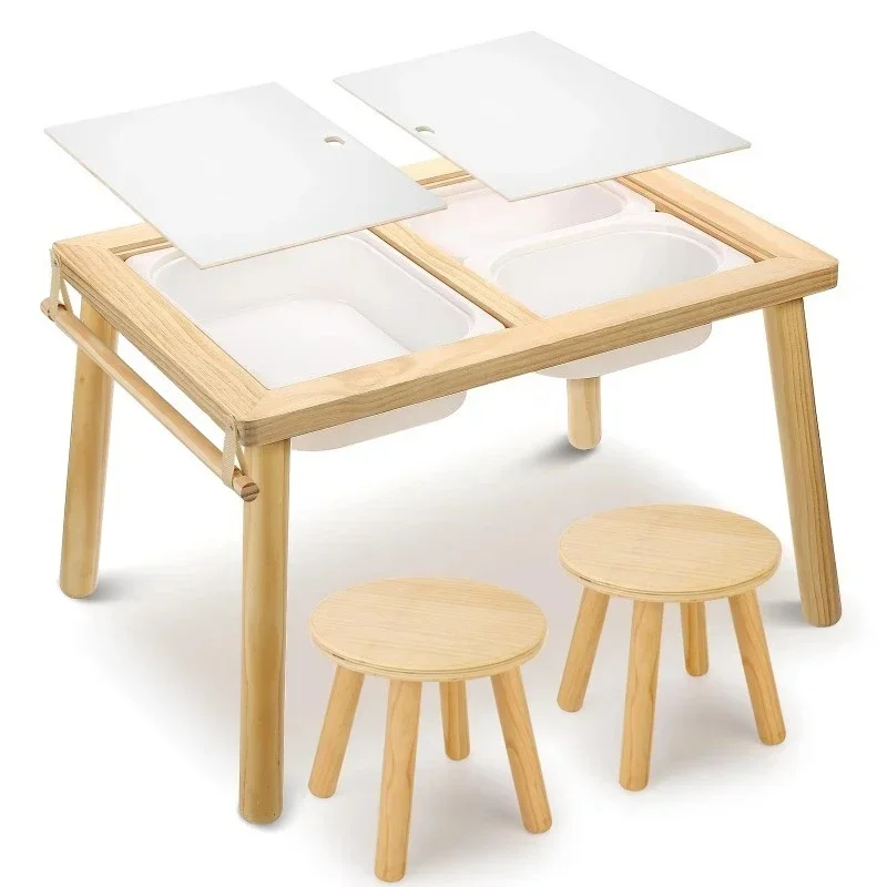 Sensory table and chair set, 3-in-1 children's play table learning art catering toy storage, children's sensory table, activity