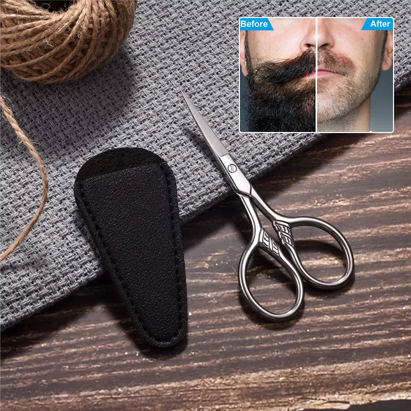 Tijeras pequeñas de acero inoxidable para el cuidado de las cejas, 1 piezas, para manicura de uñas, cutículas, barba y bigote, recortador de pelo de nariz