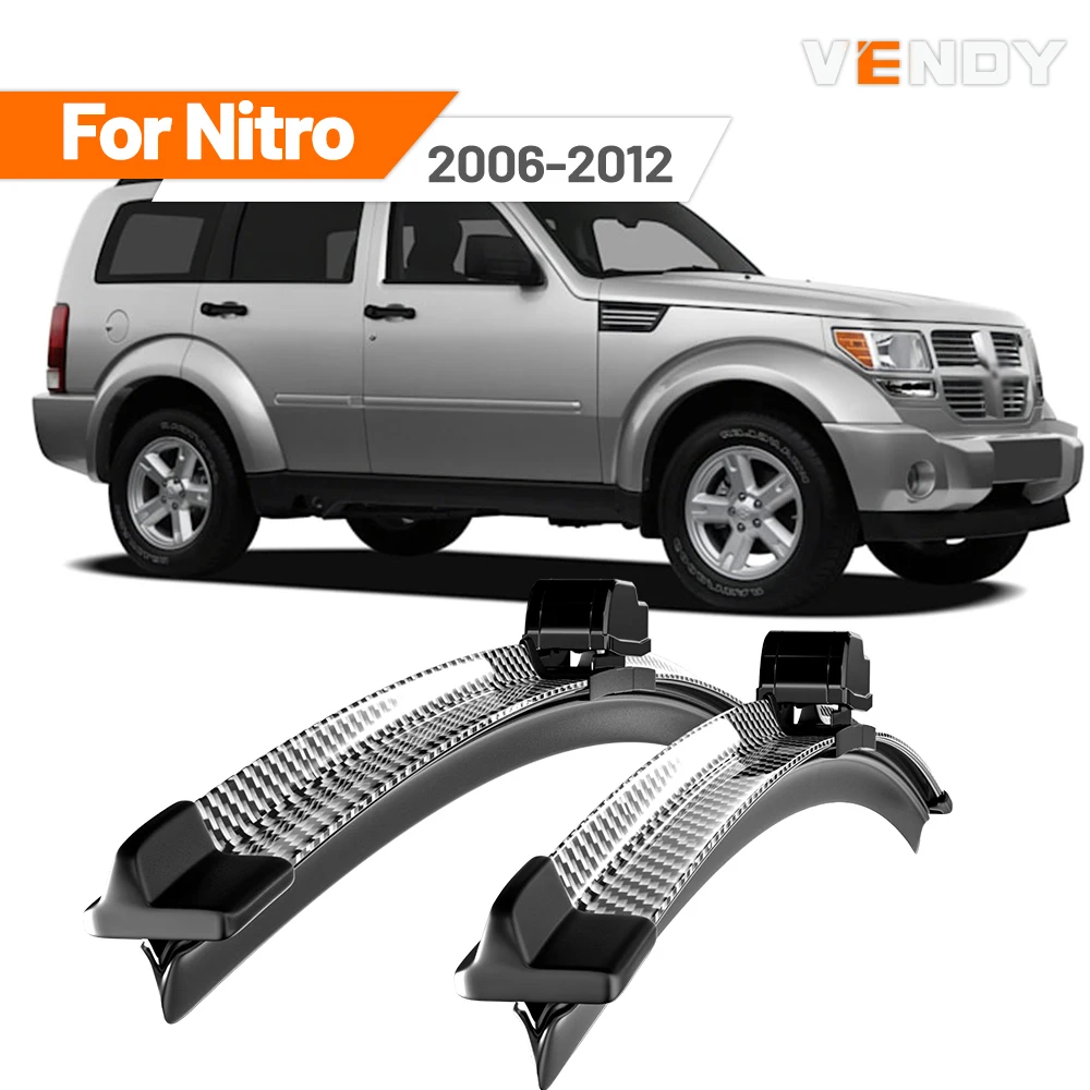 Para Dodge Nitro 2006-2012 2007 2008 2009 2010 2011 2 uds limpiaparabrisas delantero limpiaparabrisas de fibra de carbono y negro