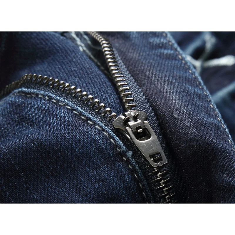 2024new back pocket embroidered jeans men's street cool fashion elastic straight Slim retro blue motorcycle trousers